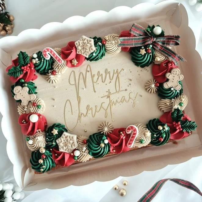 Merry Christmas Sheet cake topper style 1