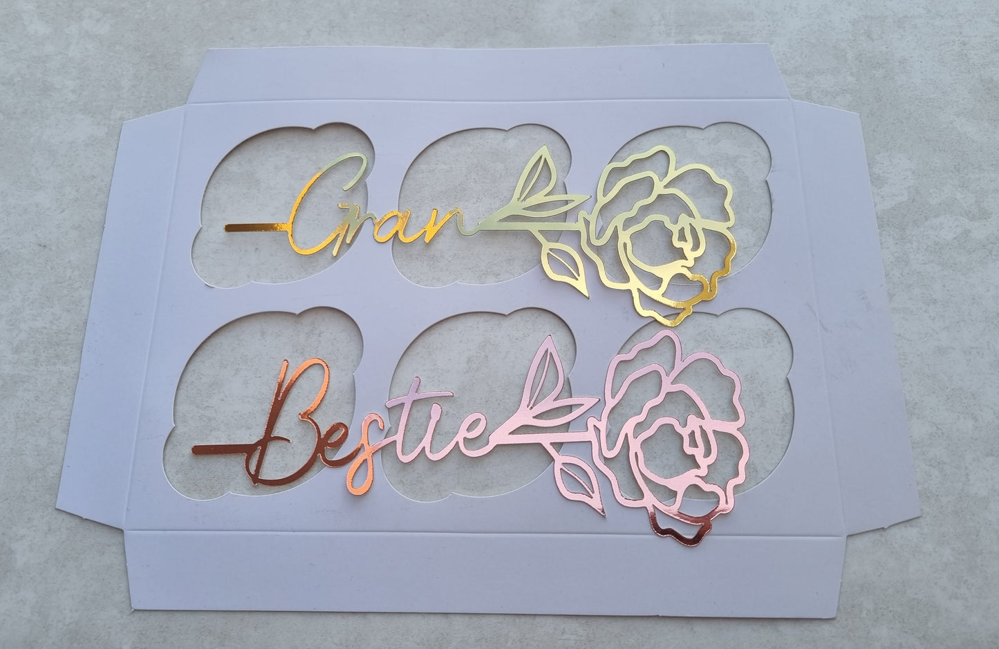 Peony Rose Cupcake Topper x4