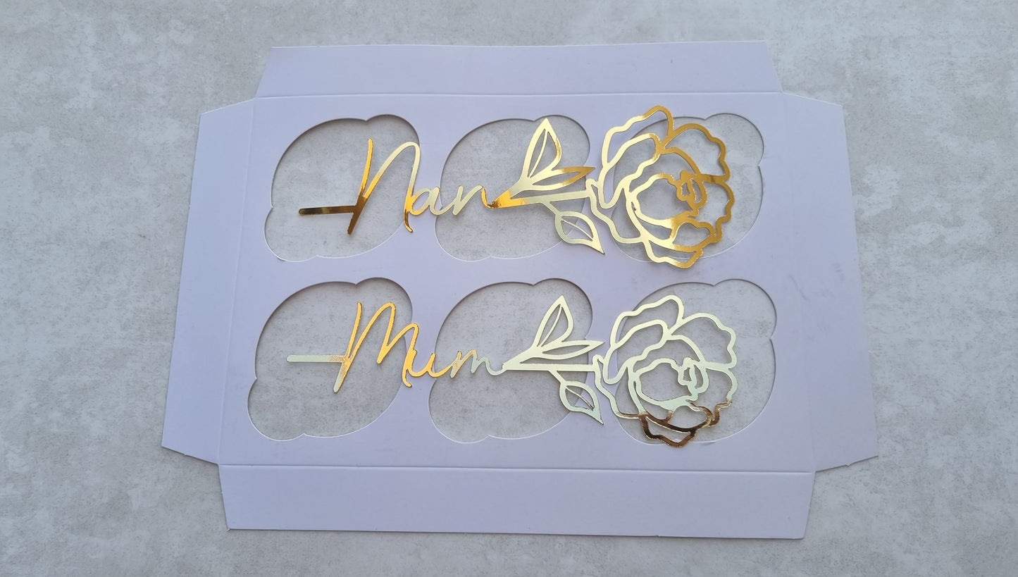 Peony Rose Cupcake Topper x4