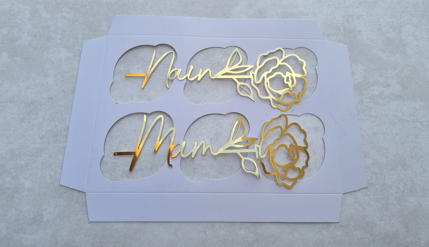 Peony Rose Cupcake Topper x4
