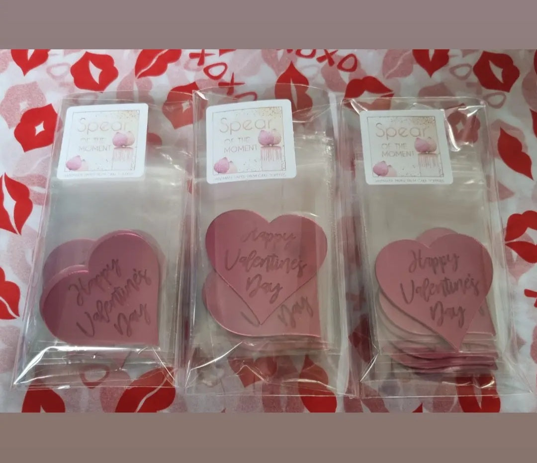Valentine's Pink Heart acrylic disc toppers x10 (please read description)