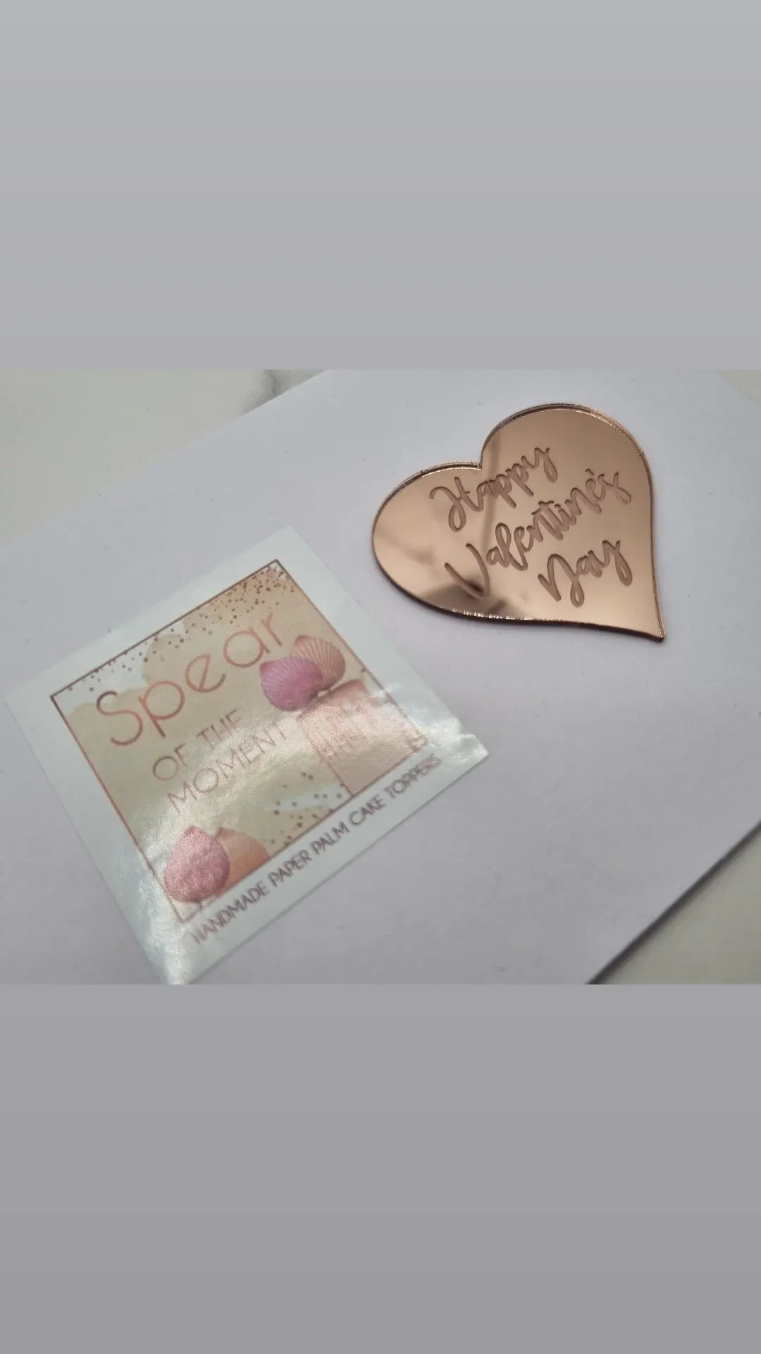 Valentine's Rose Gold Heart acrylic disc toppers x10 (please read description)