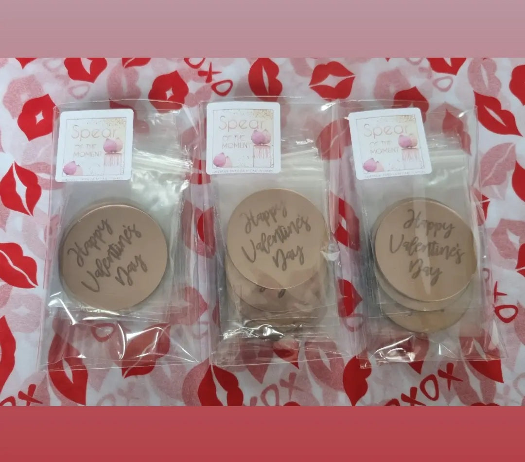 Valentine's Rose Gold acrylic disc toppers x10(please read description)