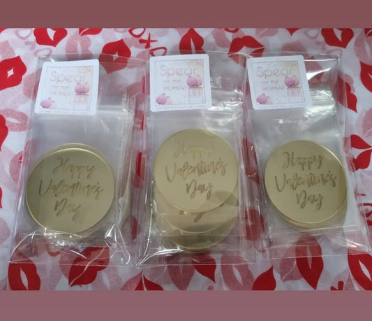 Valentine's Gold acrylic disc toppers x10 ( please read description)