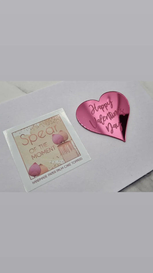 Valentine's Pink Heart acrylic disc toppers x10 (please read description)