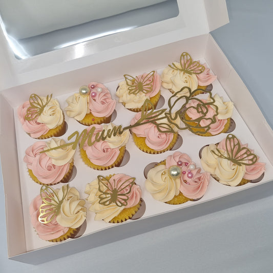 Peony Rose Cupcake Topper x4